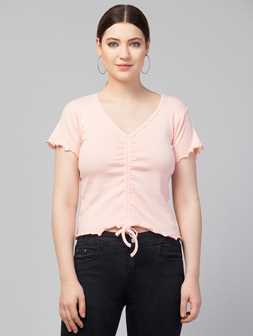 women's crop v neck top - 19504196 - Very Small Image - 1