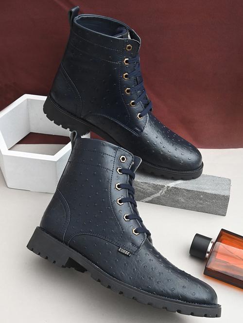 navy patent leather lace up boots - 19504525 - Very Small Image - 1