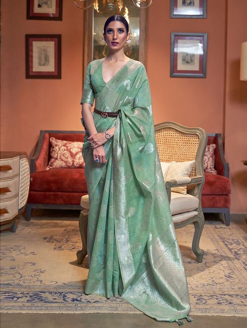green self design saree with blouse - 19504723 - Very Small Image - 1