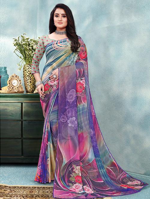 self design saree with blouse - 19504731 - Very Small Image - 1