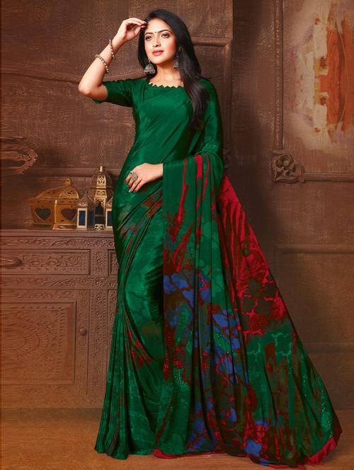 green self design saree with blouse - 19504792 - Very Small Image - 1