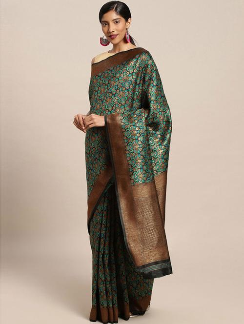 green self design saree with blouse - 19504809 - Very Small Image - 1