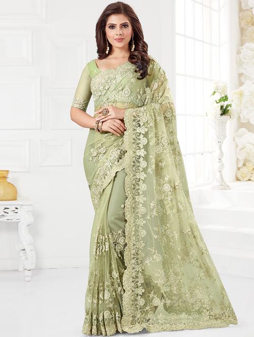 olive self design saree with blouse - 19504827 - Very Small Image - 1