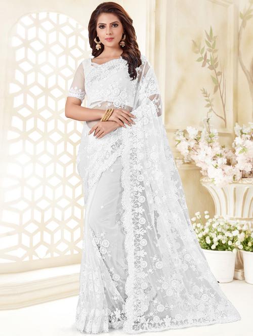 white self design saree with blouse - 19504838 - Very Small Image - 1