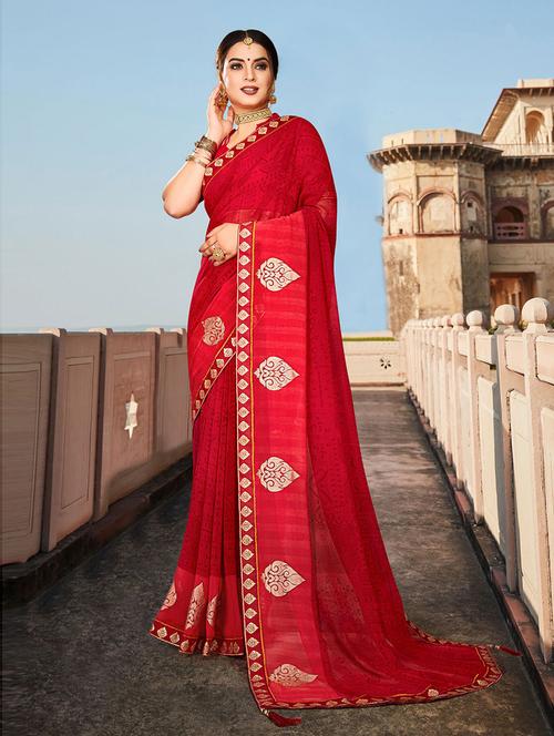maroon self design saree with blouse - 19504881 - Very Small Image - 1