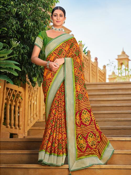 self design saree with blouse - 19504945 - Very Small Image - 1