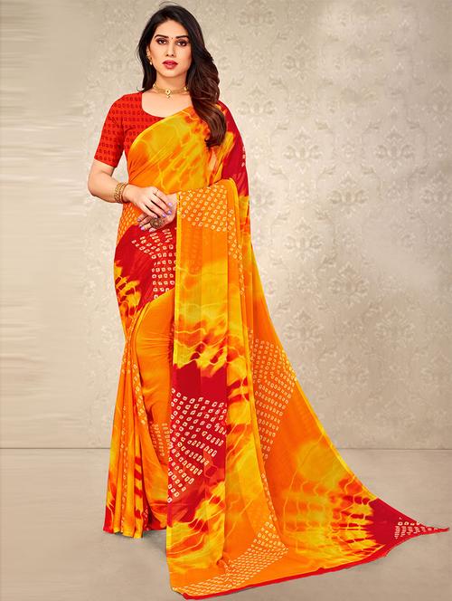 yellow printed saree - 19505019 - Very Small Image - 1