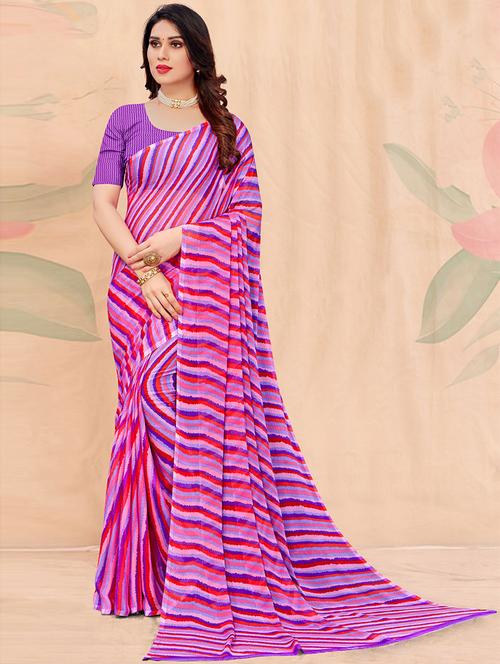 stripes printed saree with blouse - 19505031 - Very Small Image - 1