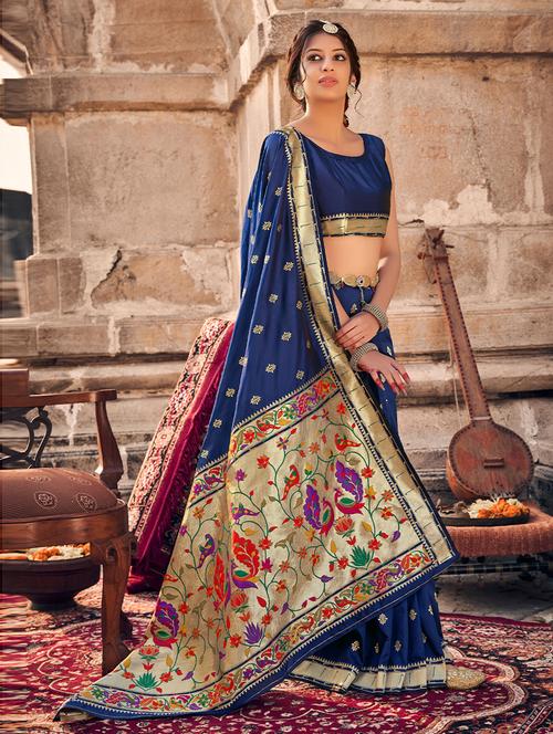 self design woven saree with blouse - 19505045 - Very Small Image - 1