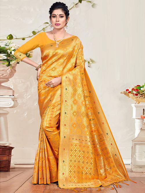 self design woven saree with blouse - 19505048 - Very Small Image - 1