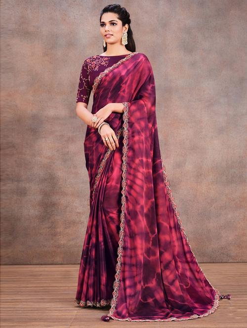 embroidered border printed saree - 19505071 - Very Small Image - 1