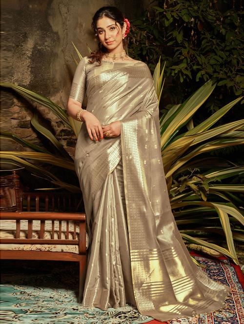 self design woven saree with blouse - 19505073 - Very Small Image - 1