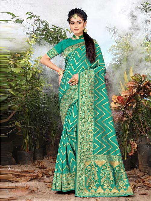 self design woven saree with blouse - 19505108 - Very Small Image - 1