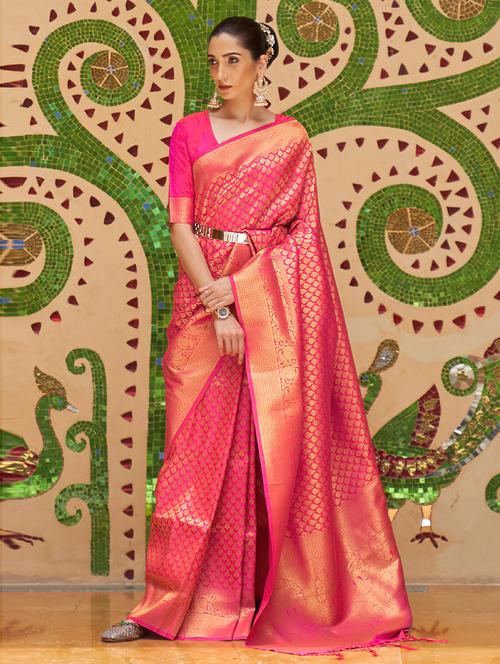 self design woven saree with blouse - 19505114 - Very Small Image - 1