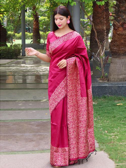 self design woven saree with blouse - 19505116 - Very Small Image - 1