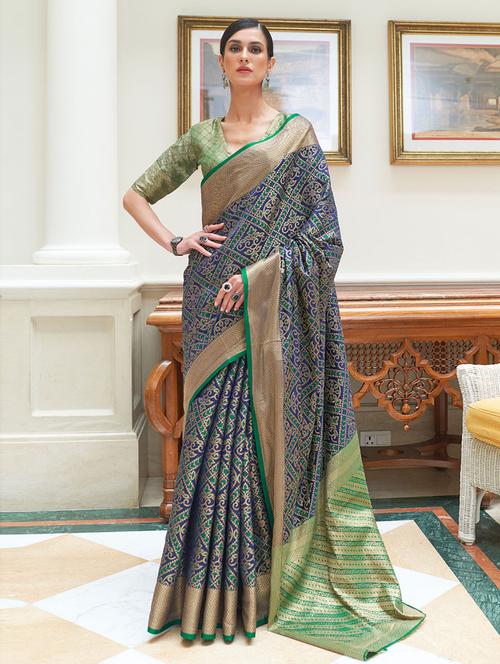 zari work woven saree with blouse - 19505185 - Very Small Image - 1