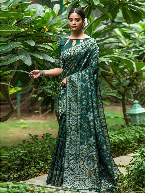 floral gold printed saree - 19505194 - Very Small Image - 1