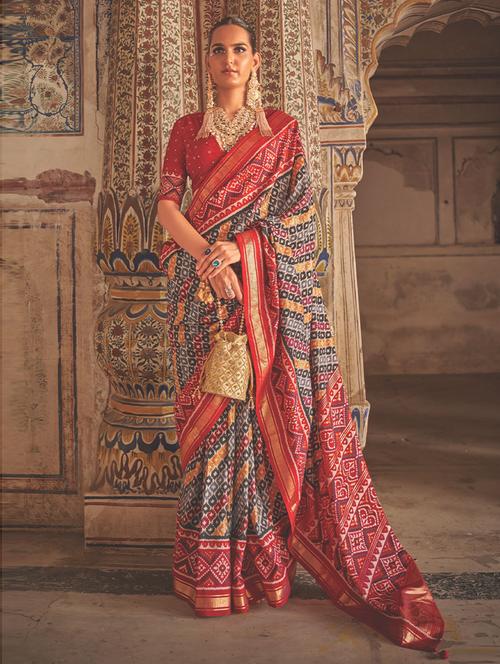 printed patola saree - 19505198 - Very Small Image - 1