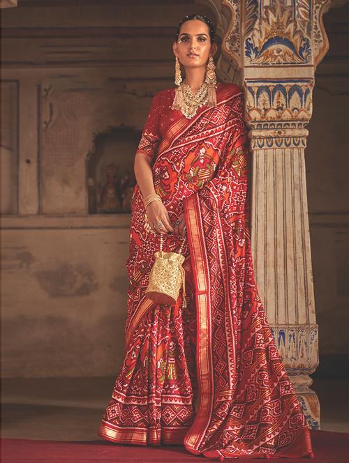 printed patola saree with blouse - 19505200 - Very Small Image - 1