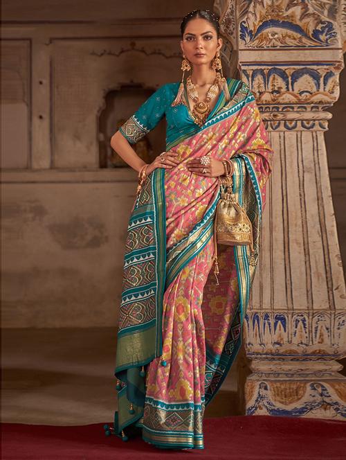printed patola saree with blouse - 19505207 - Very Small Image - 1