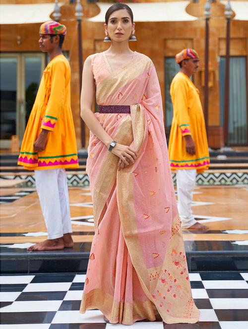 zari work woven saree with blouse - 19505245 - Very Small Image - 1