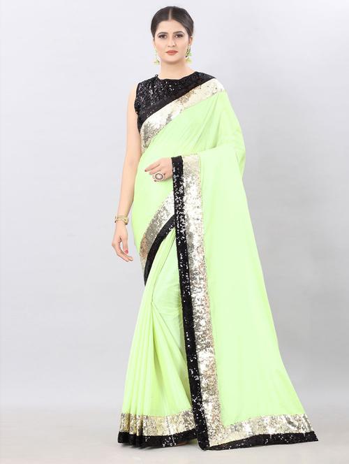 sequin work plain saree with blouse - 19505250 - Very Small Image - 1