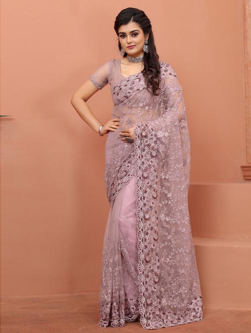 floral embroidered saree - 19505254 - Very Small Image - 1