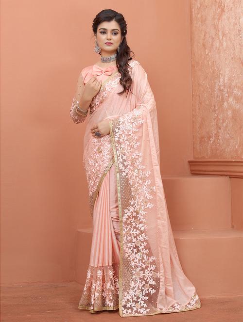 floral embroidered saree - 19505255 - Very Small Image - 1