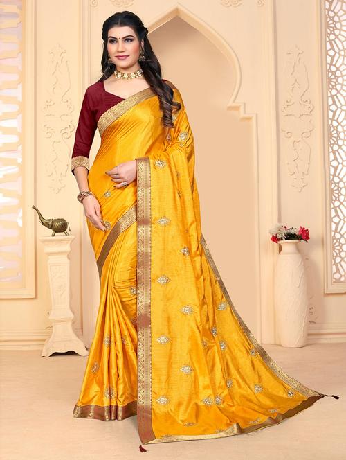 embroidered bordered saree - 19505292 - Very Small Image - 1