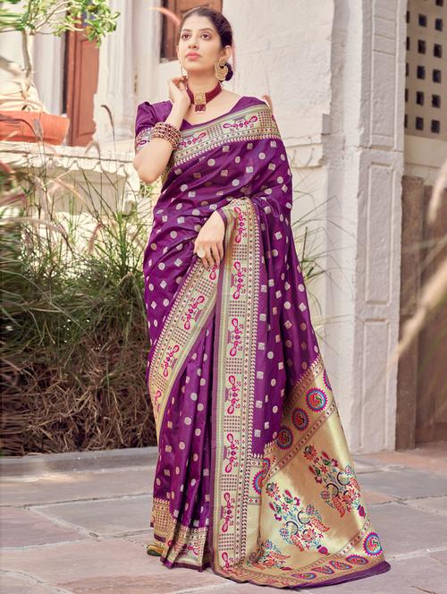zari work paithani saree with blouse - 19505299 - Very Small Image - 1