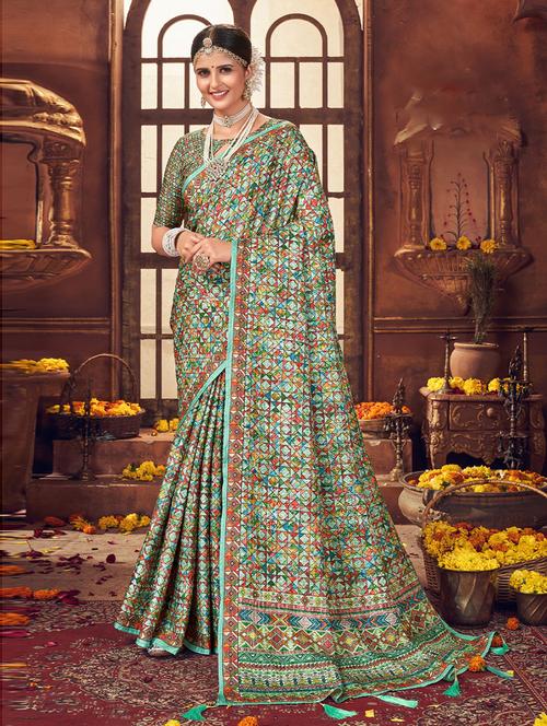 geometric print saree with blouse - 19505310 - Very Small Image - 1
