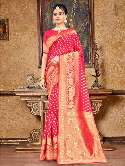 zari work woven saree with blouse - 19505345 - Very Small Image - 1