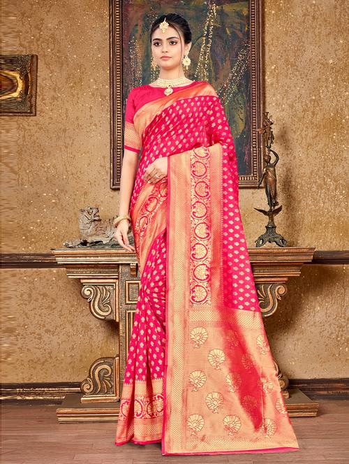 zari work woven saree with blouse - 19505347 - Very Small Image - 1