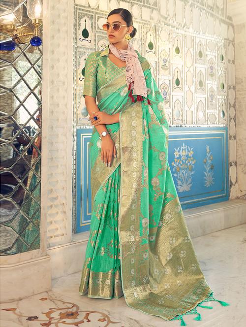 zari work banarasi saree with blouse - 19505368 - Very Small Image - 1