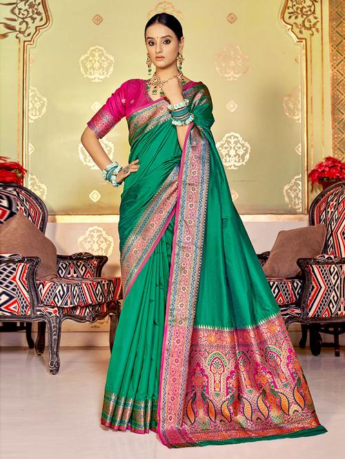 zari work paithani saree - 19505370 - Very Small Image - 1