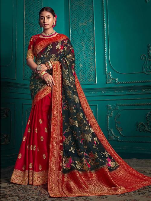 printed woven saree with blouse - 19505386 - Very Small Image - 1