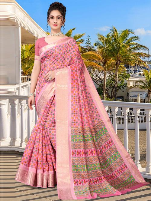 geometric print saree with blouse - 19505395 - Very Small Image - 1