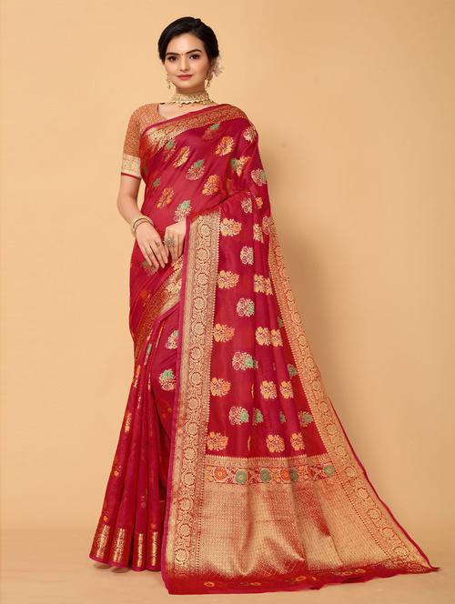 self design woven saree with blouse - 19505410 - Very Small Image - 1