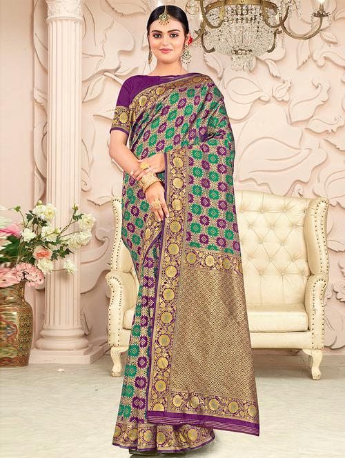 self design woven saree with blouse - 19505467 - Very Small Image - 1