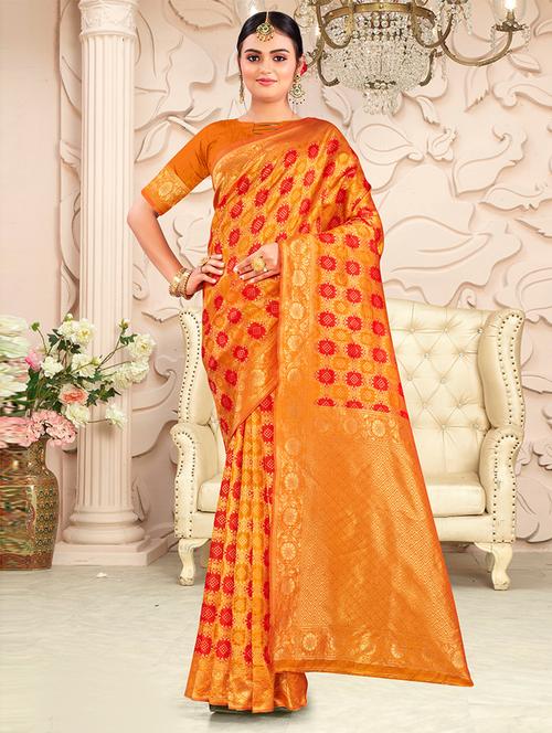 pink self design woven saree with blouse - 19505469 - Very Small Image - 1