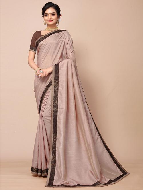 beige bordered saree with blouse - 19505481 - Very Small Image - 1