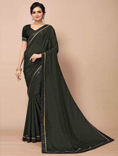 green self design bordered saree with blouse - 19505486 - Very Small Image - 1