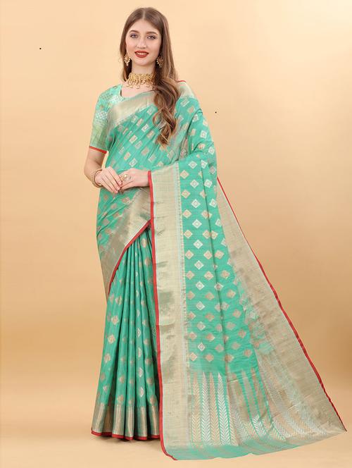 green self design saree with blouse - 19505508 - Very Small Image - 1