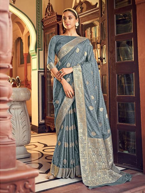 self designed woven saree with blouse - 19505556 - Very Small Image - 1