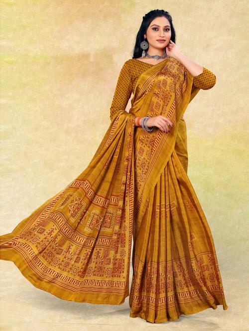 self designed printed saree with blouse - 19505577 - Very Small Image - 1