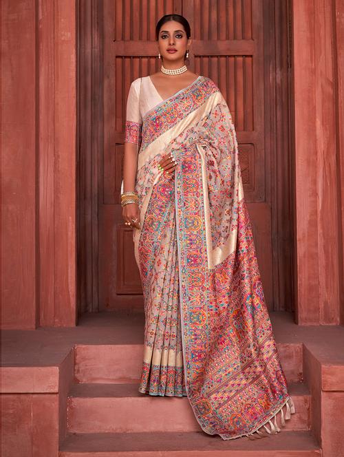 multi colored printed saree with blouse - 19505613 - Very Small Image - 1