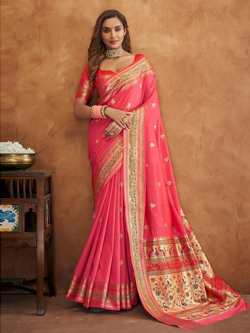 solid paithani saree with blouse - 19505668 - Very Small Image - 1