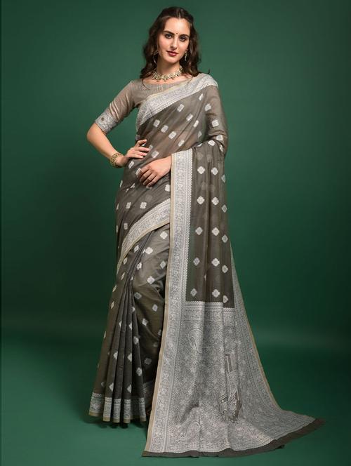 paisley print bordered saree - 19505748 - Very Small Image - 1