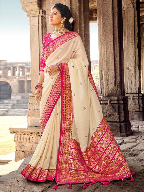 embroidered bordered saree - 19505796 - Very Small Image - 1