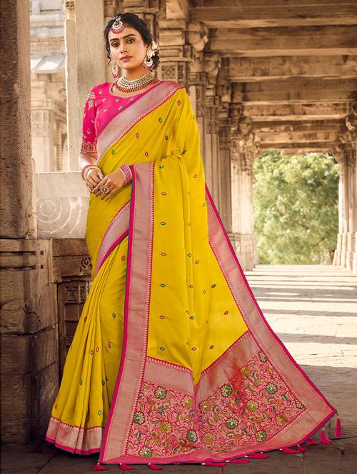 embroidered bordered saree - 19505797 - Very Small Image - 1